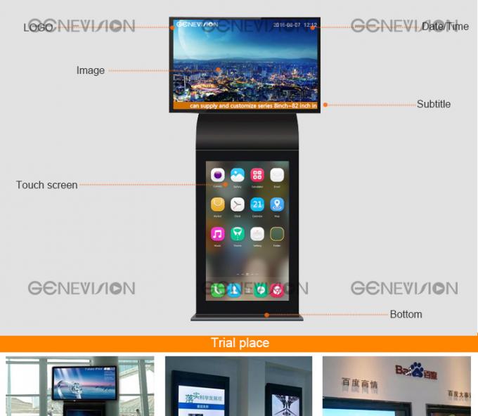 Chiński producent ekranów HD Wolnostojący kiosk z podwójnym ekranem z cyfrowym oznakowaniem Android Networking