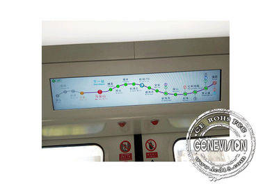 Odporny na wstrząsy 28,8-calowy wyświetlacz szyny pociągowej 700cd / M2 Subway Digital Signage GPS Rozciągnięty wyświetlacz
