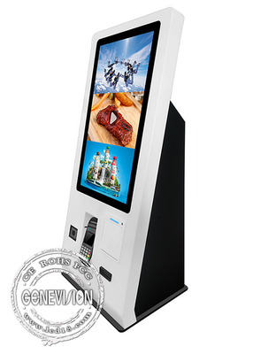 Hotel 24 Inch Vertical Desktop Printer QR Code Scanner Dispenser Karty Self Service Check In Kiosk