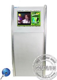 19-calowy, srebrny, stojący, płaski, pojemnościowy ekran dotykowy z cyfrowym kioskiem z przednim głośnikiem