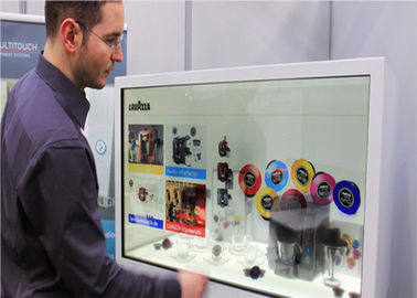 47 Przejrzysty kiosk z ekranem LCD Digital Signage, przezroczysta prezentacja Multitouch