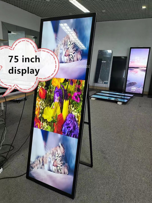 Stojący na podłodze, składany, smukły, pełnoekranowy kiosk reklamowy LCD