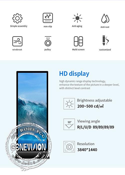 65-calowy plakat 3840x2160P Android WiFi Digital Signage