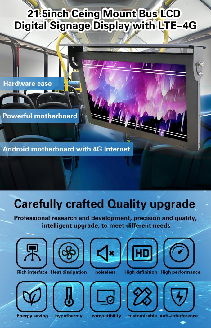 21.5 Inch Ceiling Mount Android 7.1 Free Cloud Server LCD Bus Digital Signage Display 1G+32G Wi-Fi Winda Edukacja 0