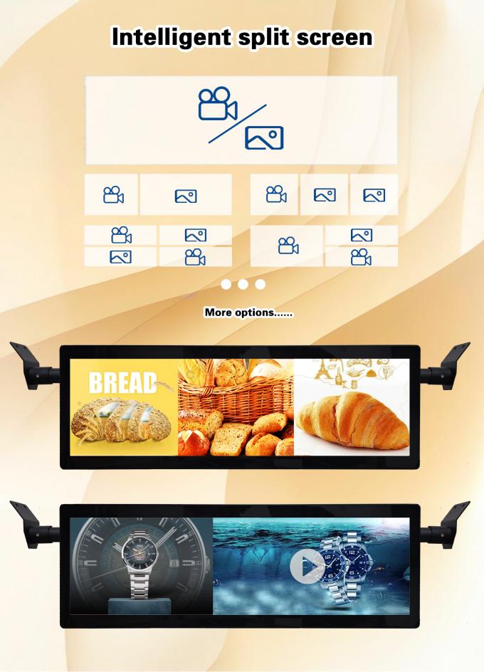 29-calowy wyciągnięty bar sufit montaż autobusu Wi-Fi Digital Signage Android Wireless Networking Digital Lcd Monitor Z opcją 4G 4