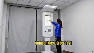 24-calowy, zewnętrzny, dotykowy, pojemnościowy kiosk podłogowy do samodzielnego składania zamówień z kartą graficzną NVIDIA
