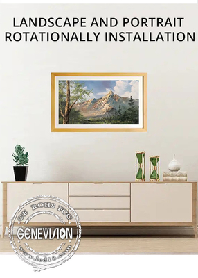 32-calowy artystyczny ekran do montażu na ścianie Cyfrowy wyświetlacz w drewnianej ramie