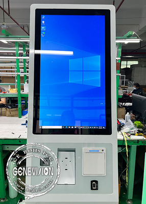 Biały odcisk palca Led Strip Samoobsługowy Kiosk Maszyna 27 cali Windows Pc All In One