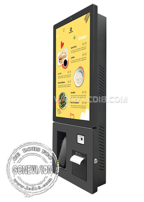 24&quot; Czarny mur montaż Self Service Terminal Drukarka QR Code Scanner POS Ekran dotykowy Kiosk płatności