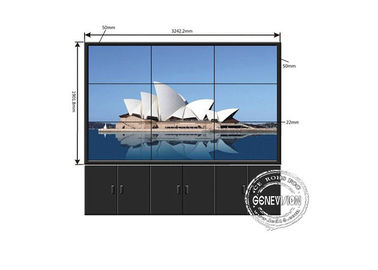 Cyfrowe panele ścienne HD Digital Signage, wąska krawędź ściany wideo LCD 3 * 3 lub 4 * 4 46 cali ~ 55 cali 1,8 mm