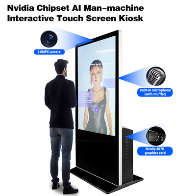 55-calowy pionowy ekran dotykowy 4K Kiosk cyfrowy Interaktywna AI rozpoznawanie twarzy z mikrofonem Nvidia Avatar