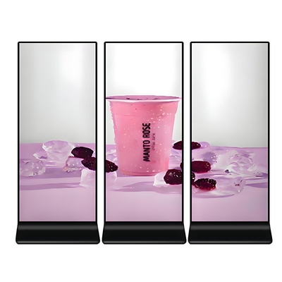 69,3-calowy pełnoekranowy, ultracienki, dotykowy odtwarzacz reklamowy, stojący na podłodze, cyfrowy nośnik reklamowy LCD z rozdzielczością 4K