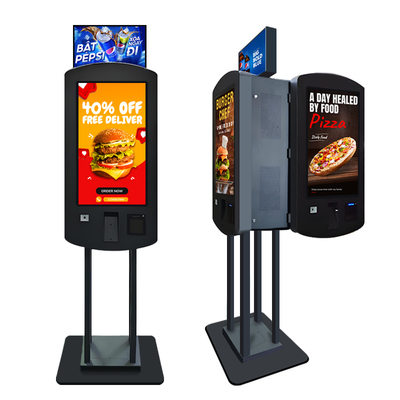32-calowy kiosk płatniczy samoobsługowy QSR z dwustronnym wyświetlaczem, z chipsetem Nvidia GeForce RTX 4060 i podświetlaną skrzynią LED