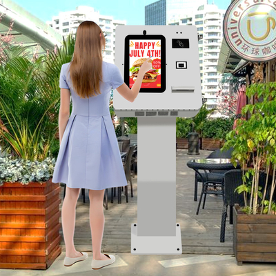 Kiosk płatniczy z dotykowym ekranem, NFC, drukarką, mikrofonem i głośnikiem, z naklejką