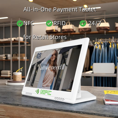 10.1 cali dostosowany komputer Android All-One z pojemnościowym ekranem dotykowym, NFC/RFID i RJ45 dla kiosku detalicznego