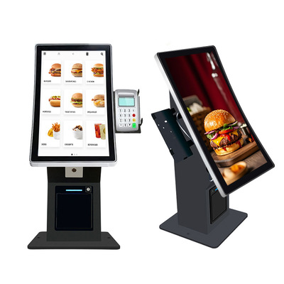 Restaurant 24 inch Curved Touch Screen Kiosk Countertop Self Payment Machine