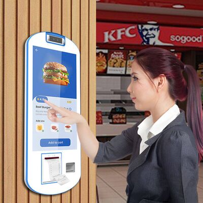 Restauracja KFC 21.5 Inch Arc Touch Screen POS System zamówień Fast Food Self Service Terminal Machine Kiosk płatniczy
