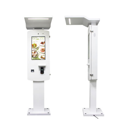 24-calowy zewnętrzny kiosk do samodzielnego składania zamówień z wodoodpornym ekranem dotykowym IP65 o wysokiej jasności i jasności 1500 nitów oraz wbudowanym skanerem QR