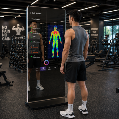 43-calowa lustrzana kamera termiczna LCD z ekranem dotykowym Kiosk dla sportowców