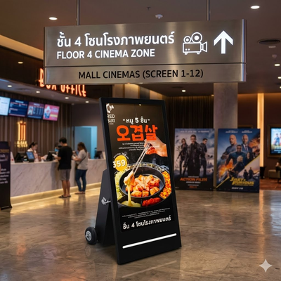 Android Wi-Fi 43 55 65 cali Ekran panelu plakatu kiosk LCD zewnętrzny 4K Przenośny wyświetlacz LCD