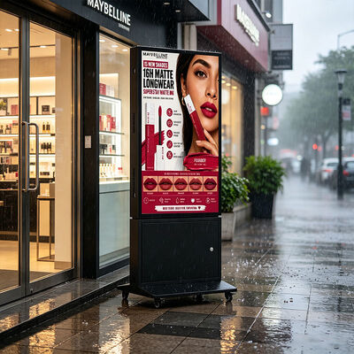 55-calowy zewnętrzny wyświetlacz reklamowy IP66, dwustronny, zasilany bateryjnie, cyfrowy signage, wyświetlacz LCD