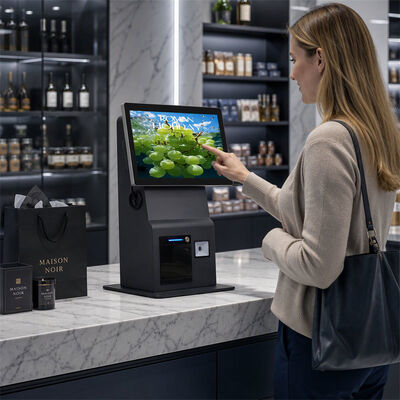 15.6 Inch Capacitive Touch Screen Self Service Kiosk with 80mm Thermal Printer for Food Ordering